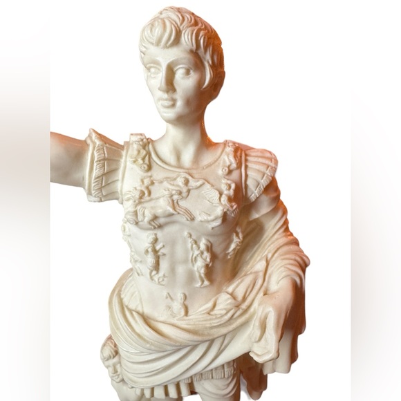 Gaius Julius Caesar Augustus Prima Porta Statue Italy Sculpture, Marble Base 14” - Picture 6 of 11